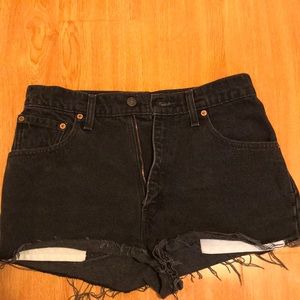 Levi’s ripped high waisted jean shorts